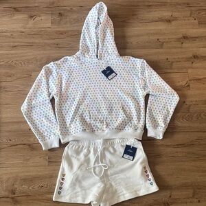 SOLD OUT Roller Rabbit x Target Hoodie & Shorts Set w/ Rainbow Disco Heart Print
